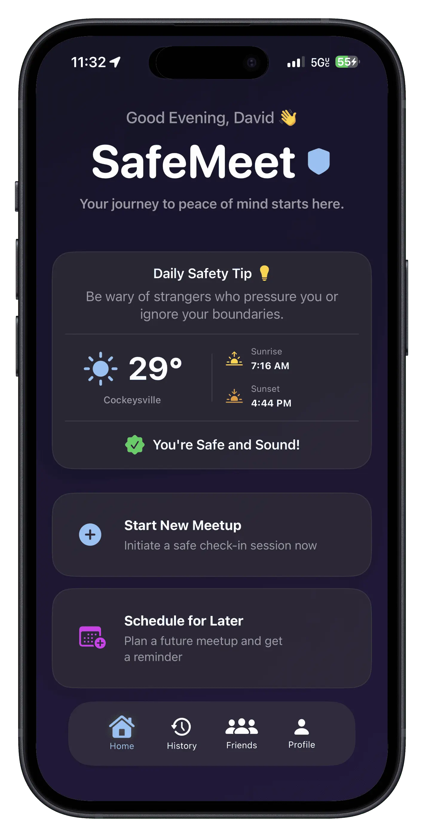 SafeMeet App Interface