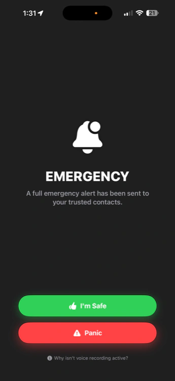SafeMeet check-in prompt screen